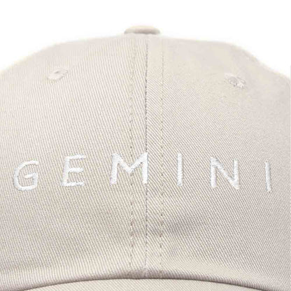 Dalix Gemini Dad Hat Embroidered Zodiac Astrology Cotton Baseball Cap in Khaki