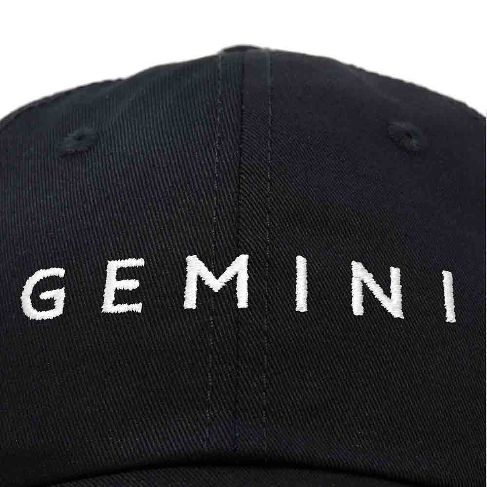 Dalix Gemini Dad Hat Embroidered Zodiac Astrology Cotton Baseball Cap in Black