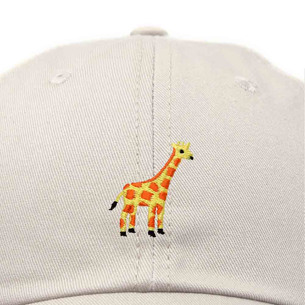 Dalix Giraffe Embroidered Dad Hat Cotton Baseball Cap Women in Khaki