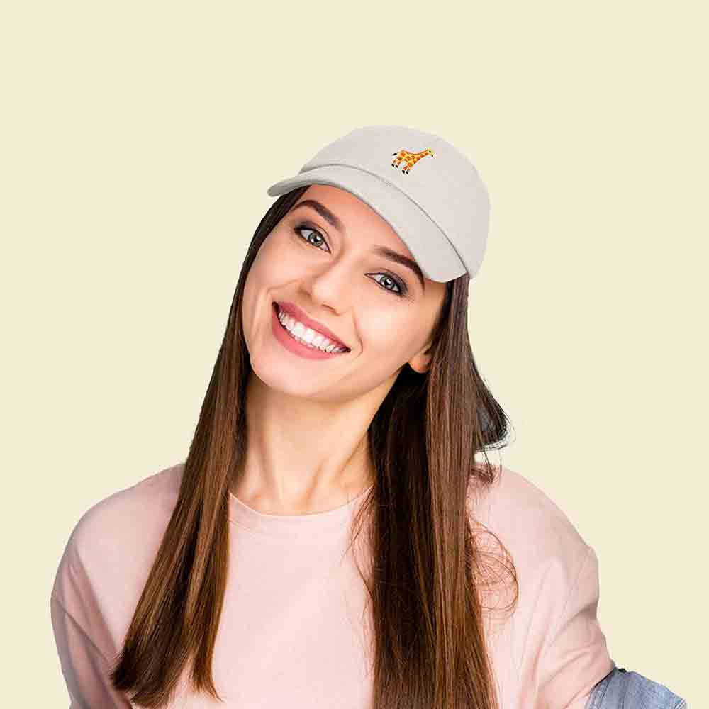 Dalix Giraffe Embroidered Dad Hat Cotton Baseball Cap Women in Light Pink