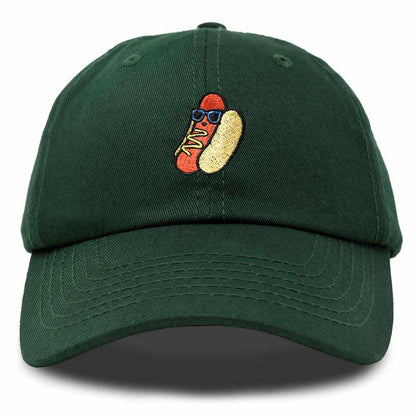 Dalix Hot Dog Embroidered Cap Cotton Baseball Summer Cool Dad Hat Mens in Dark Green