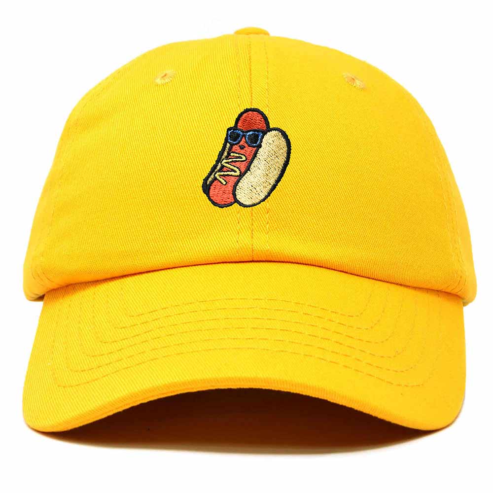 Dalix Hot Dog Embroidered Cap Cotton Baseball Summer Cool Dad Hat Mens in Gold