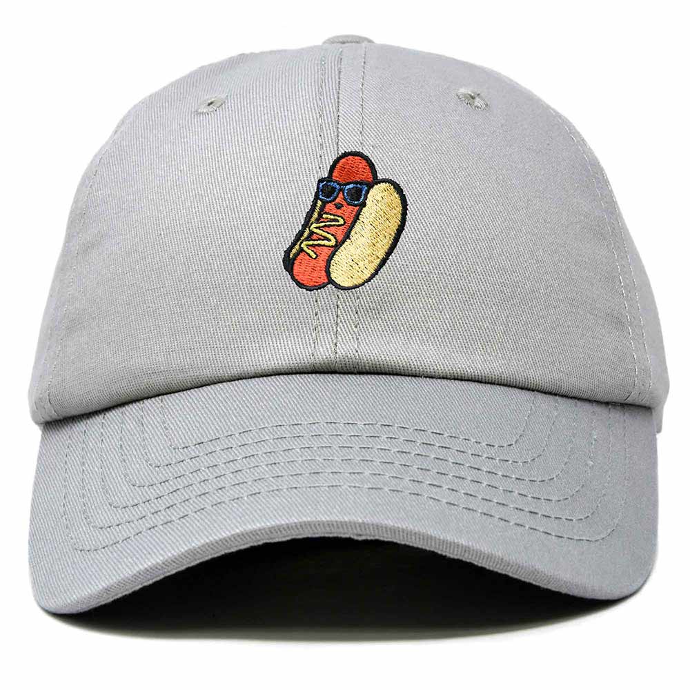 Dalix Hot Dog Embroidered Cap Cotton Baseball Summer Cool Dad Hat Mens in Gray