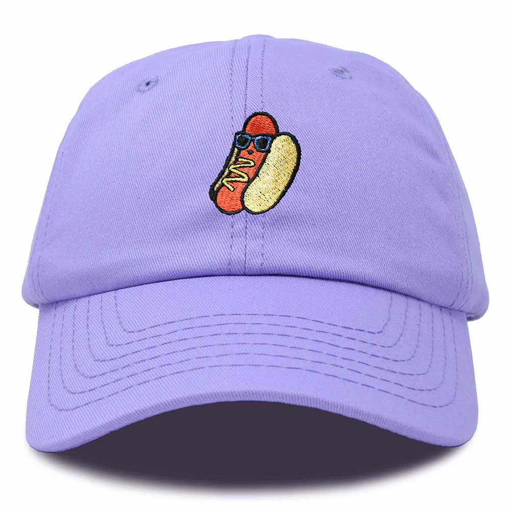 Dalix Hot Dog Embroidered Cap Cotton Baseball Summer Cool Dad Hat Mens in Lavender