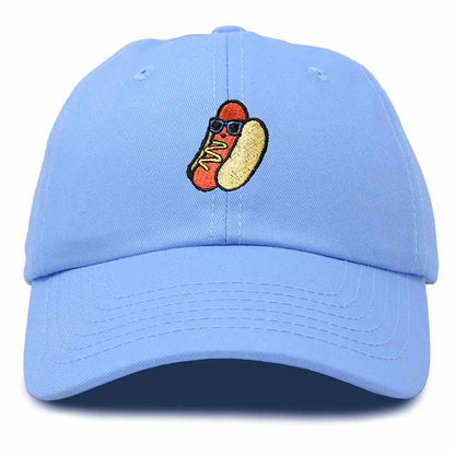 Dalix Hot Dog Embroidered Cap Cotton Baseball Summer Cool Dad Hat Mens in Light Blue
