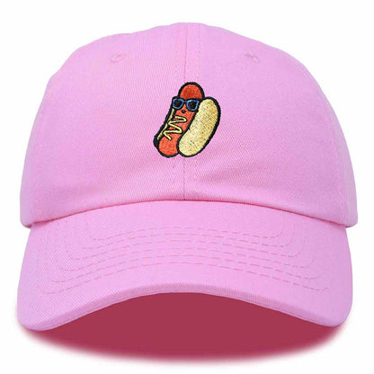 Dalix Hot Dog Embroidered Cap Cotton Baseball Summer Cool Dad Hat Mens in Light Pink