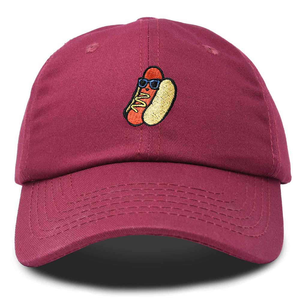Dalix Hot Dog Embroidered Cap Cotton Baseball Summer Cool Dad Hat Mens in Maroon