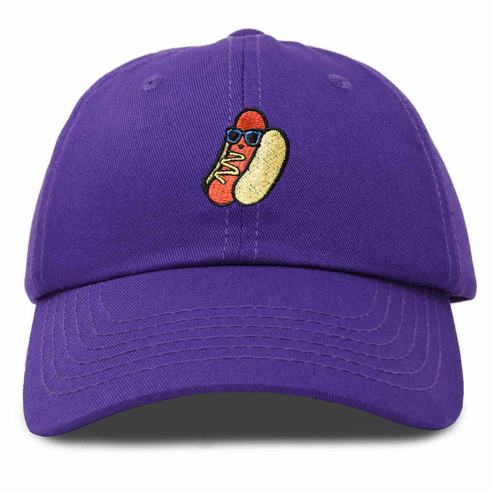 Dalix Hot Dog Embroidered Cap Cotton Baseball Summer Cool Dad Hat Mens in Purple