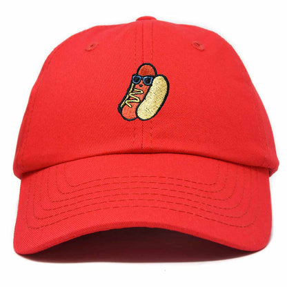 Dalix Hot Dog Embroidered Cap Cotton Baseball Summer Cool Dad Hat Mens in Red