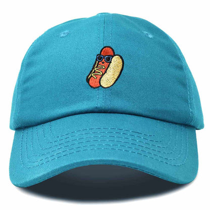 Dalix Hot Dog Embroidered Cap Cotton Baseball Summer Cool Dad Hat Mens in Teal