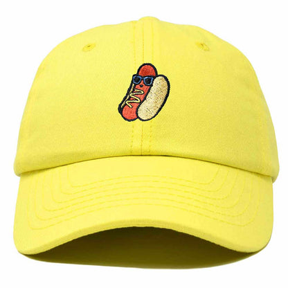 Dalix Hot Dog Embroidered Cap Cotton Baseball Summer Cool Dad Hat Mens in Yellow