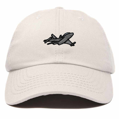 Dalix Jet Fighter Embroidered Cap Cotton Baseball Hat Airplane Jet Men in Beige