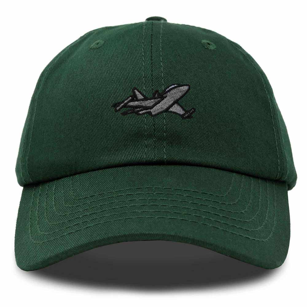 Dalix Jet Fighter Embroidered Cap Cotton Baseball Hat Airplane Jet Men in Dark Green