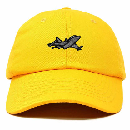 Dalix Jet Fighter Embroidered Cap Cotton Baseball Hat Airplane Jet Men in Gold