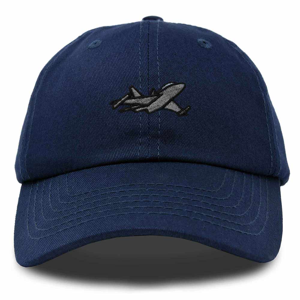 Dalix Jet Fighter Embroidered Cap Cotton Baseball Hat Airplane Jet Men in Navy Blue