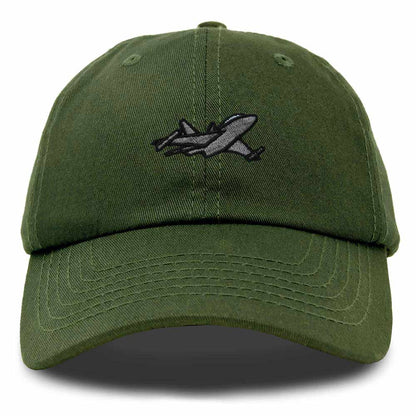 Dalix Jet Fighter Embroidered Cap Cotton Baseball Hat Airplane Jet Men in Olive