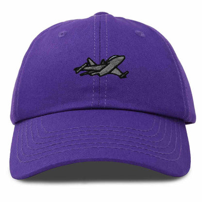 Dalix Jet Fighter Embroidered Cap Cotton Baseball Hat Airplane Jet Men in Purple