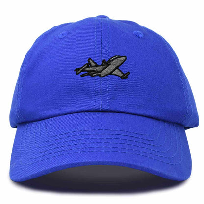 Dalix Jet Fighter Embroidered Cap Cotton Baseball Hat Airplane Jet Men in Royal Blue