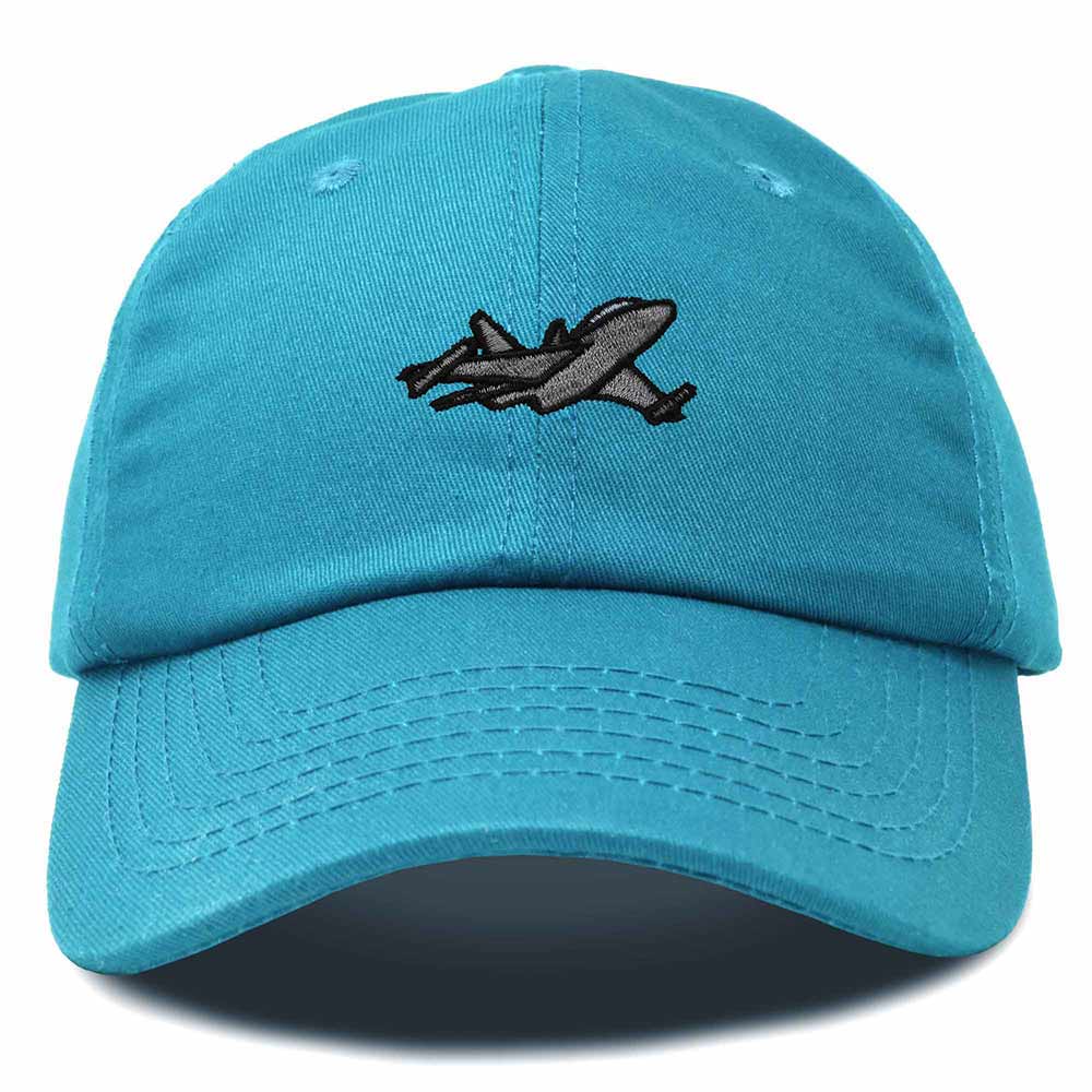 Dalix Jet Fighter Embroidered Cap Cotton Baseball Hat Airplane Jet Men in Teal