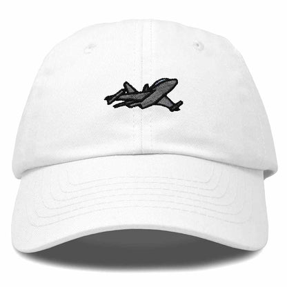 Dalix Jet Fighter Embroidered Cap Cotton Baseball Hat Airplane Jet Men in White