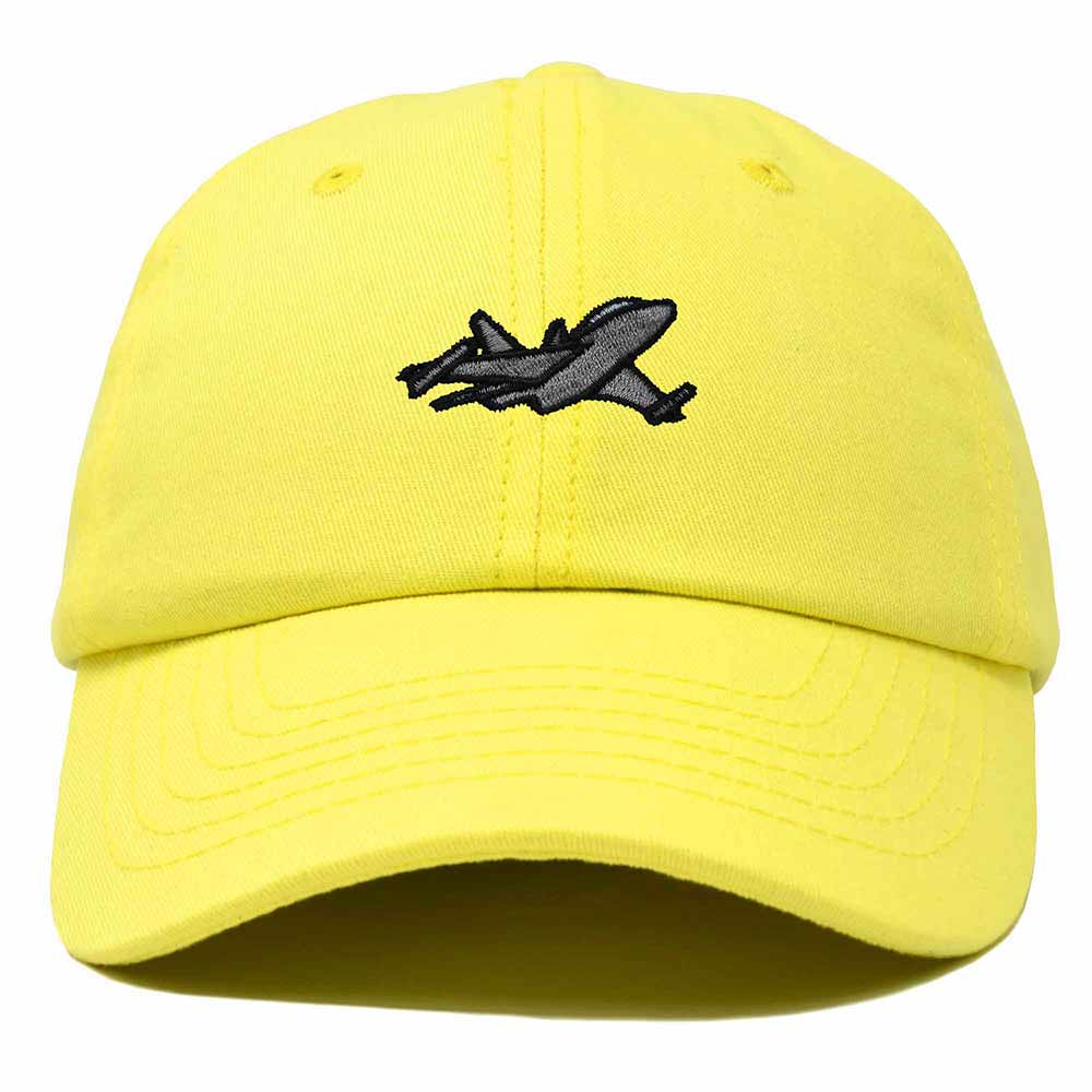 Dalix Jet Fighter Embroidered Cap Cotton Baseball Hat Airplane Jet Men in Yellow