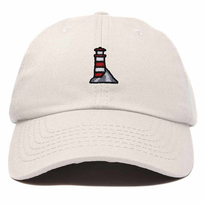 Dalix Lighthouse Embroidered Cap Cotton Baseball Hat Nautical Womens in Beige