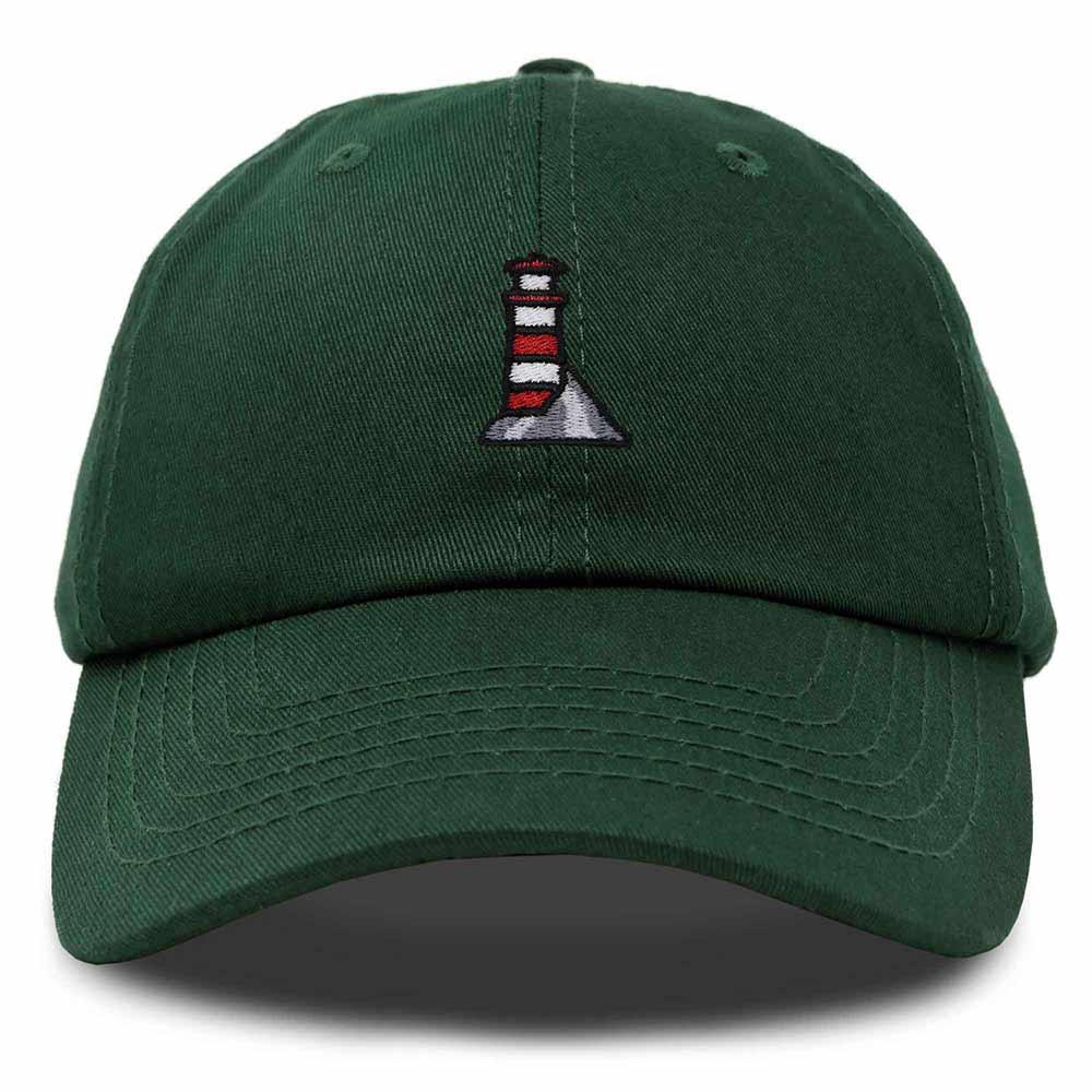 Dalix Lighthouse Embroidered Cap Cotton Baseball Hat Nautical Womens in Dark Green