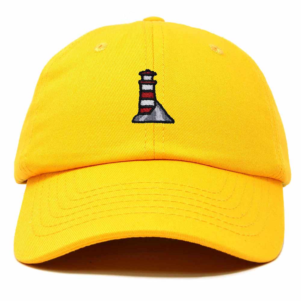 Dalix Lighthouse Embroidered Cap Cotton Baseball Hat Nautical Womens in Gold