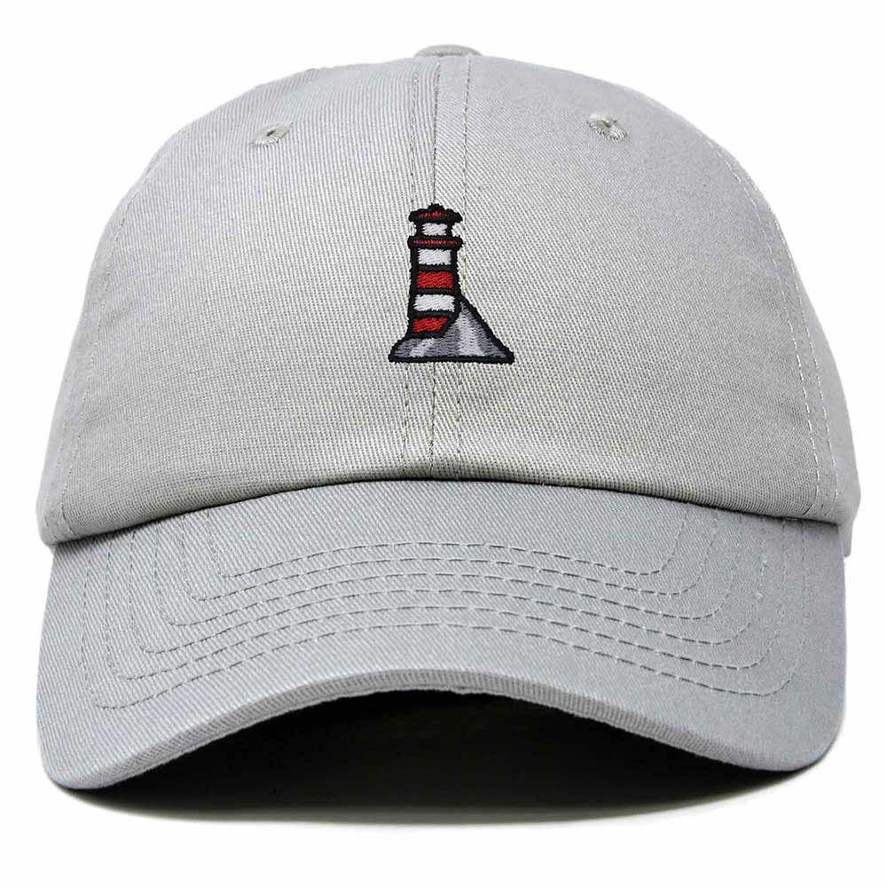Dalix Lighthouse Embroidered Cap Cotton Baseball Hat Nautical Womens in Gray