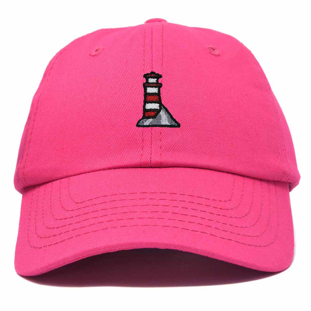 Dalix Lighthouse Embroidered Cap Cotton Baseball Hat Nautical Womens in Hot Pink