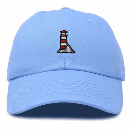 Dalix Lighthouse Embroidered Cap Cotton Baseball Hat Nautical Womens in Light Blue
