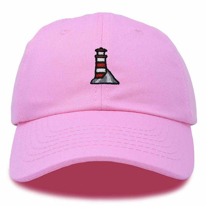 Dalix Lighthouse Embroidered Cap Cotton Baseball Hat Nautical Womens in Light Pink