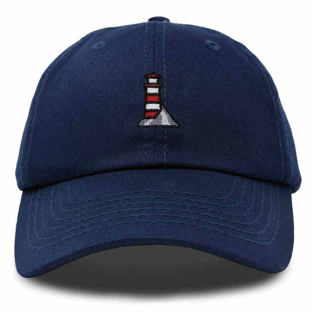 Dalix Lighthouse Embroidered Cap Cotton Baseball Hat Nautical Womens in Navy Blue