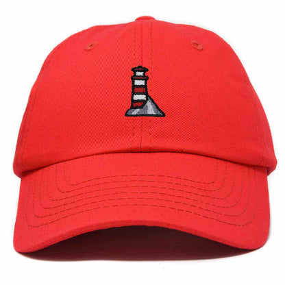 Dalix Lighthouse Embroidered Cap Cotton Baseball Hat Nautical Womens in Red