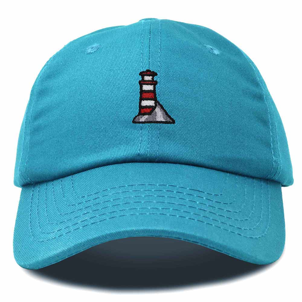 Dalix Lighthouse Embroidered Cap Cotton Baseball Hat Nautical Womens in Teal