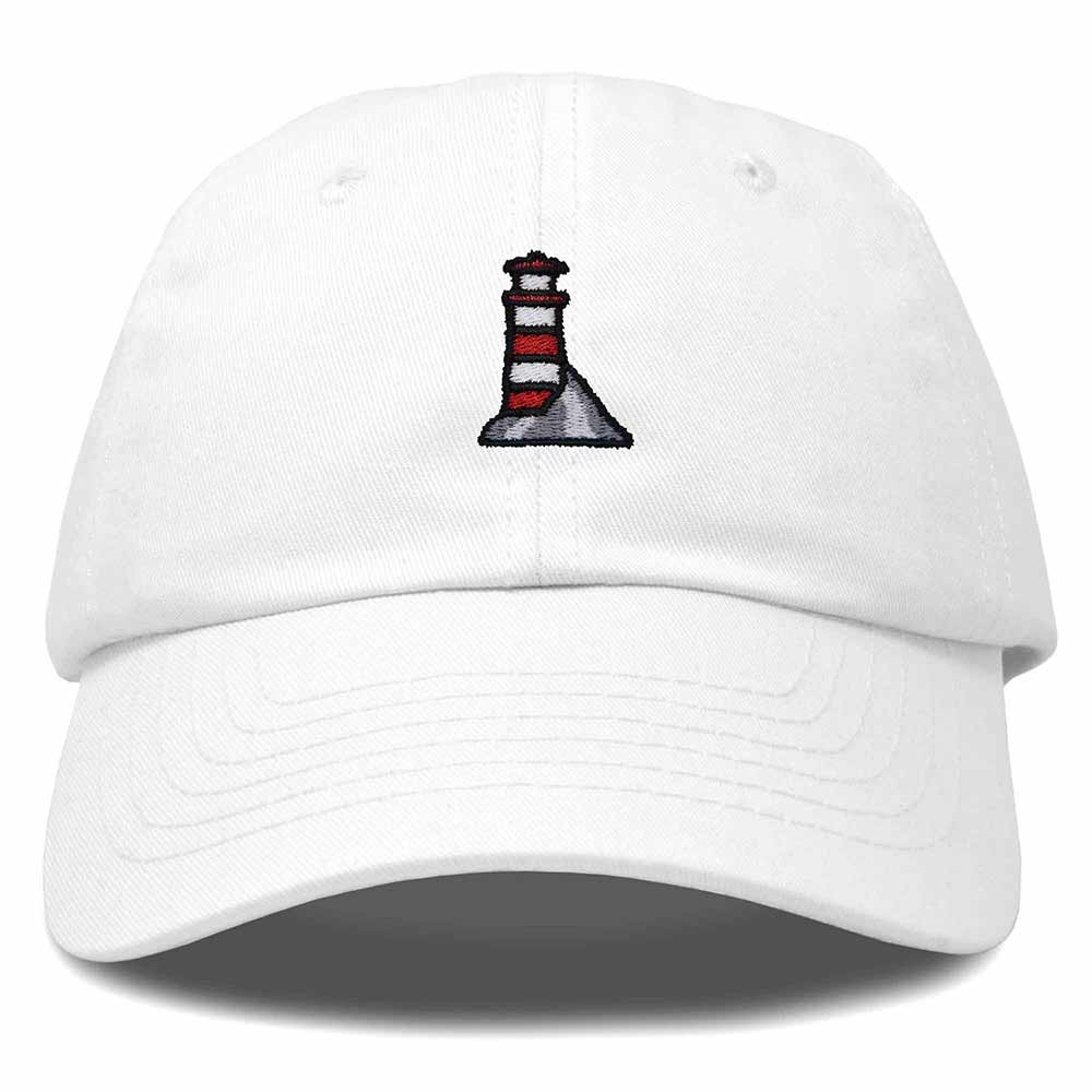 Dalix Lighthouse Embroidered Cap Cotton Baseball Hat Nautical Womens in White