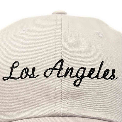 Dalix Los Angeles Embroidered Cotton Dad Cap Summer LA Baseball Hat  in Khaki