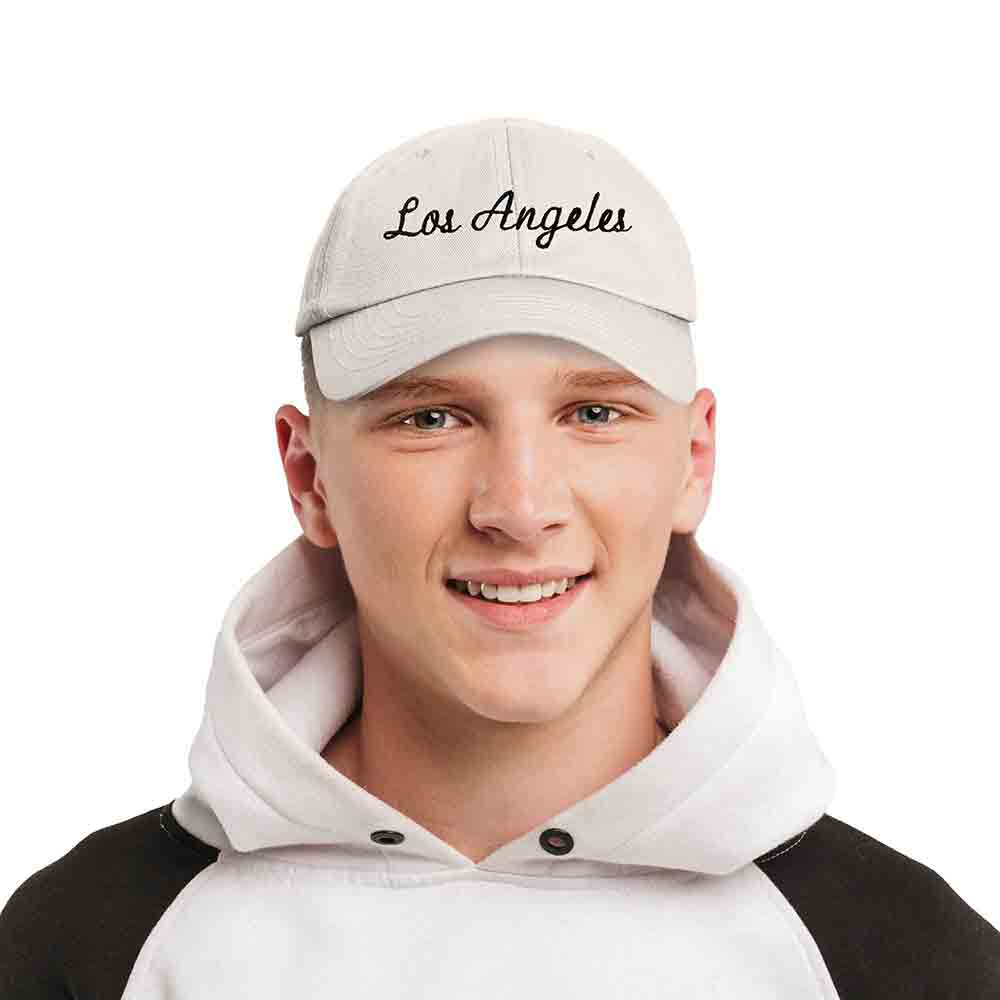 Dalix Los Angeles Embroidered Cotton Dad Cap Summer LA Baseball Hat  in Light Pink