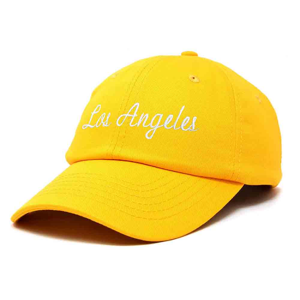 Dalix Los Angeles Embroidered Cotton Dad Cap Summer LA Baseball Hat  in Washed Navy Blue