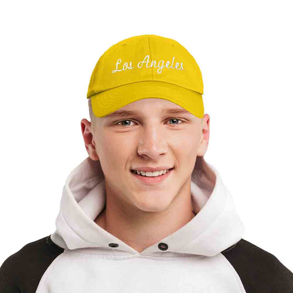 Dalix Los Angeles Embroidered Cotton Dad Cap Summer LA Baseball Hat  in Washed Black
