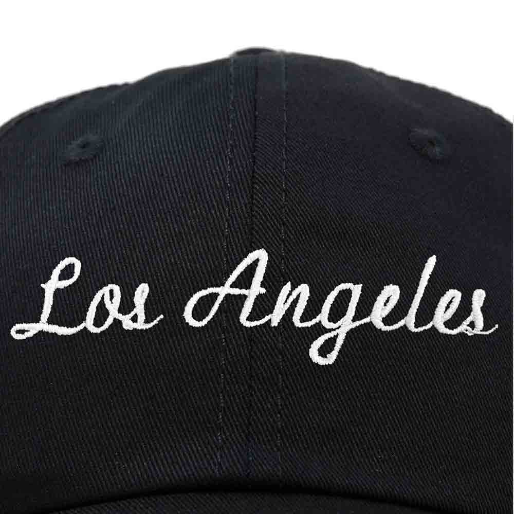 Dalix Los Angeles Embroidered Cotton Dad Cap Summer LA Baseball Hat  in Black