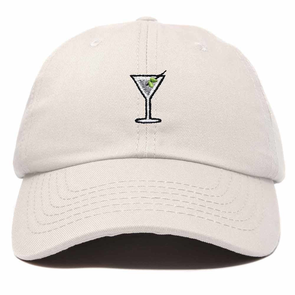 Dalix Martini Embroidered Cap Cotton Baseball Cute Cool Dad Hat Womens in Beige