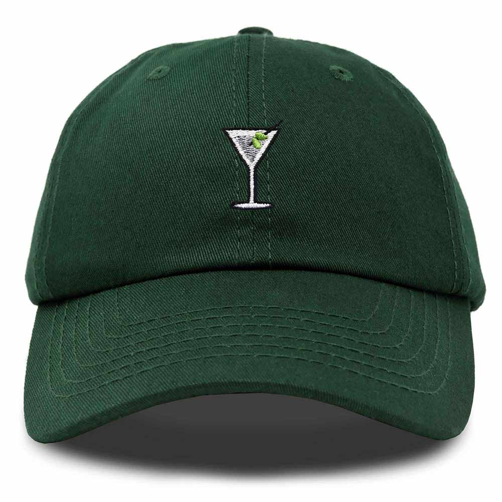 Dalix Martini Embroidered Cap Cotton Baseball Cute Cool Dad Hat Womens in Dark Green