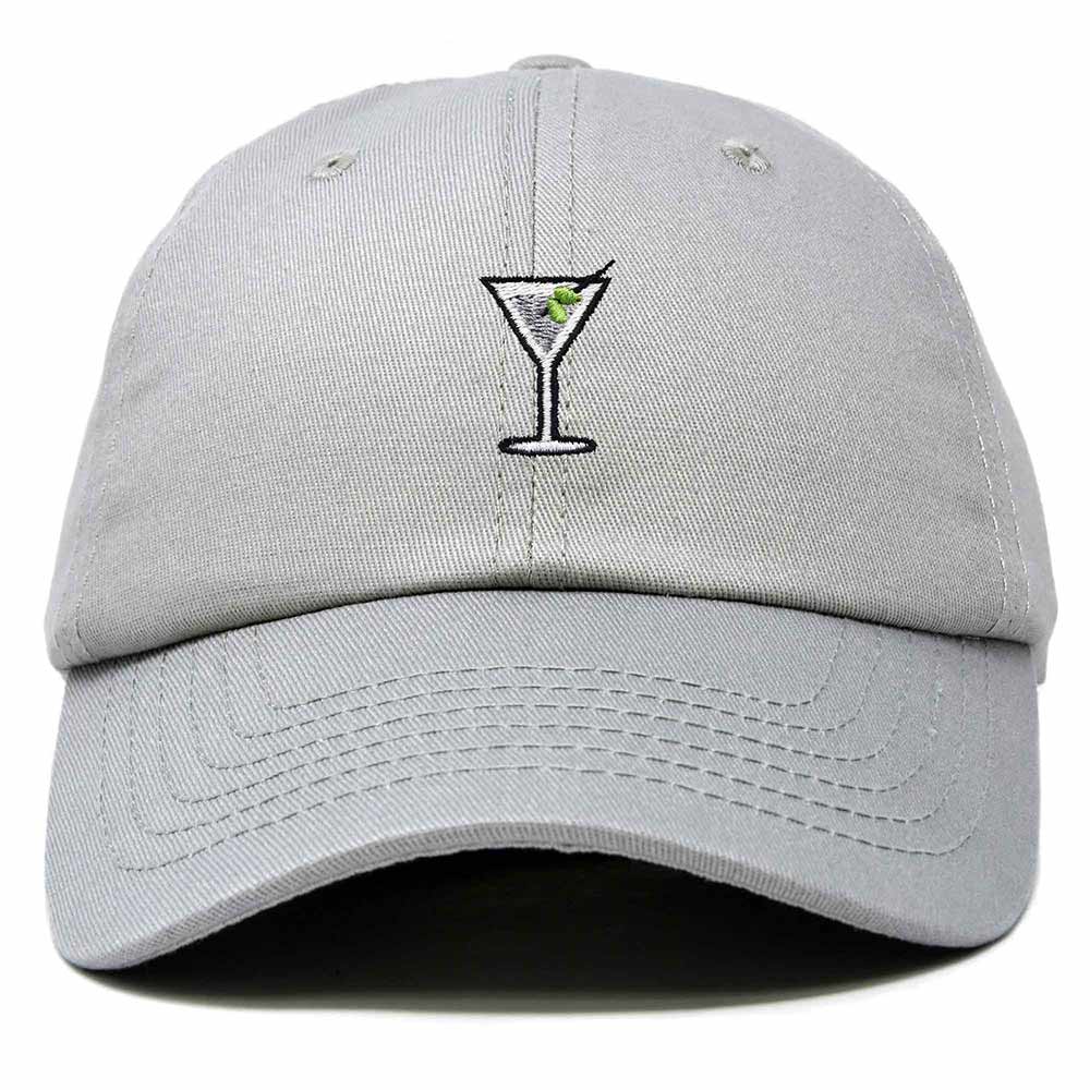 Dalix Martini Embroidered Cap Cotton Baseball Cute Cool Dad Hat Womens in Gray