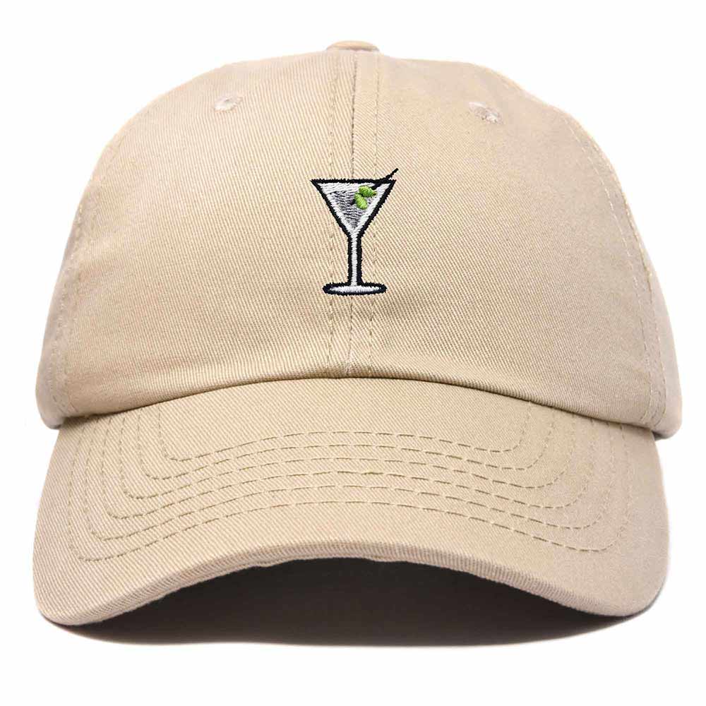 Dalix Martini Embroidered Cap Cotton Baseball Cute Cool Dad Hat Womens in Khaki