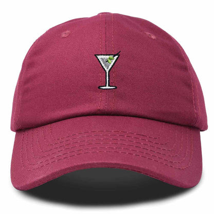 Dalix Martini Embroidered Cap Cotton Baseball Cute Cool Dad Hat Womens in Maroon
