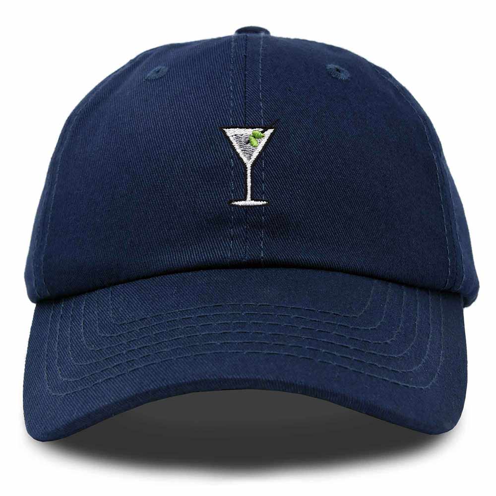 Dalix Martini Embroidered Cap Cotton Baseball Cute Cool Dad Hat Womens in Navy Blue