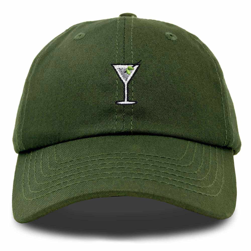 Dalix Martini Embroidered Cap Cotton Baseball Cute Cool Dad Hat Womens in Olive