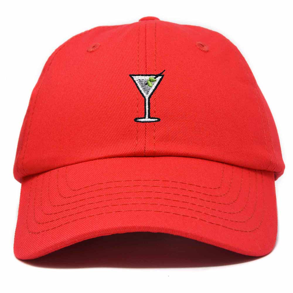 Dalix Martini Embroidered Cap Cotton Baseball Cute Cool Dad Hat Womens in Red