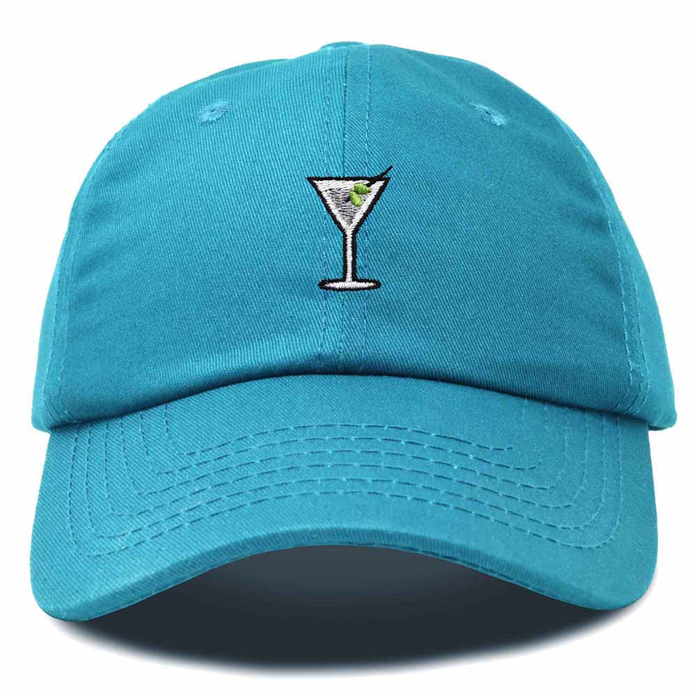 Dalix Martini Embroidered Cap Cotton Baseball Cute Cool Dad Hat Womens in Teal